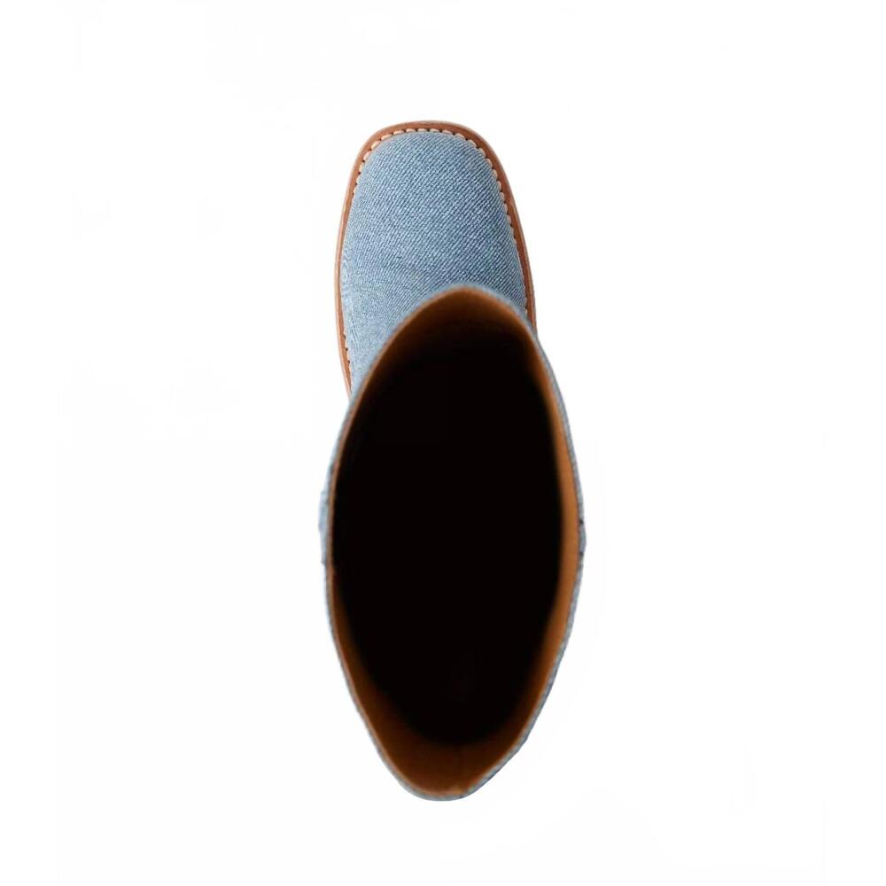 NEW FRYE women's campus heeled boots in sky blue - Picture 6 of 7